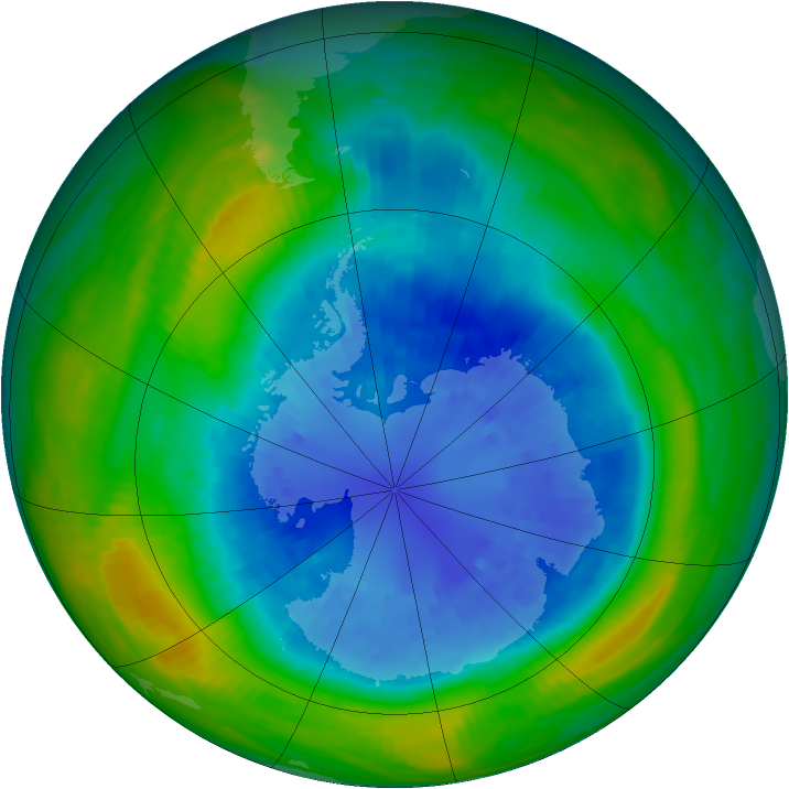 Antarctic ozone map for 08 September 1985